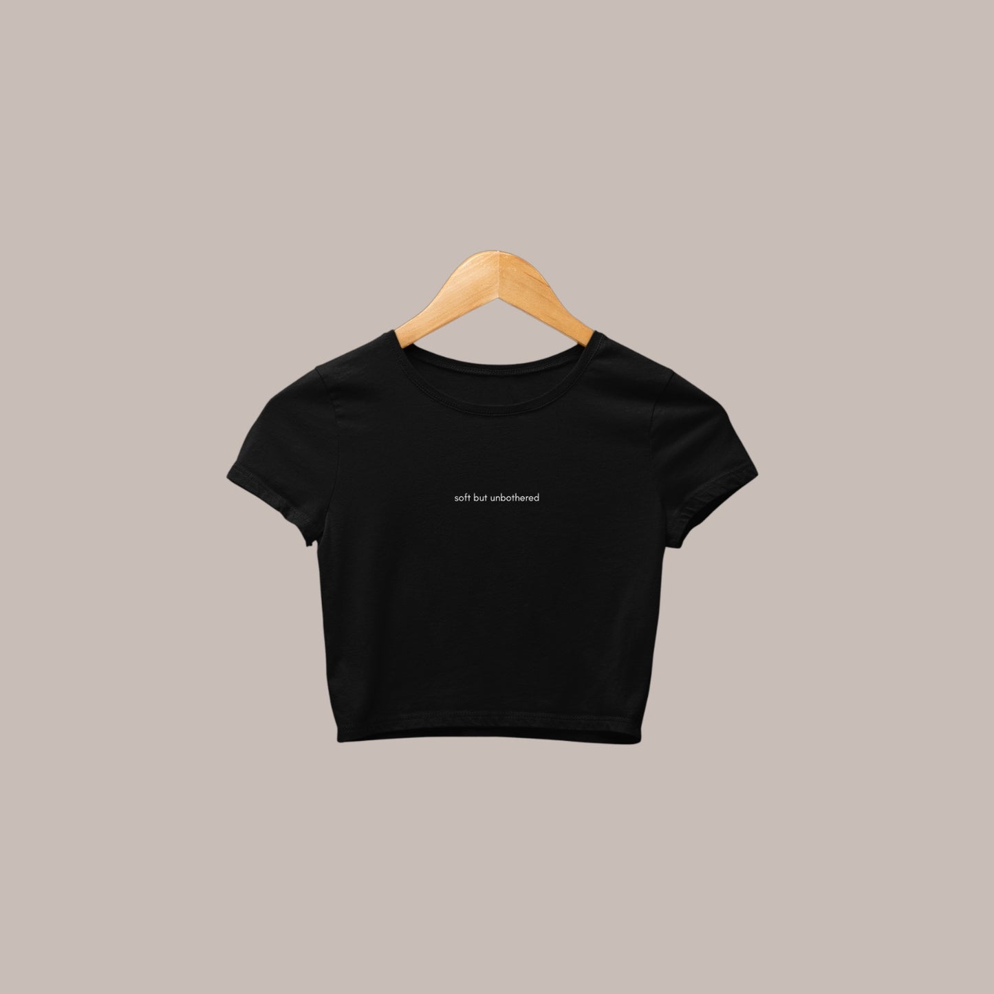 Soft but Unbothered (Embroidery Baby Tee) (240 GSM premium) (BLACK)