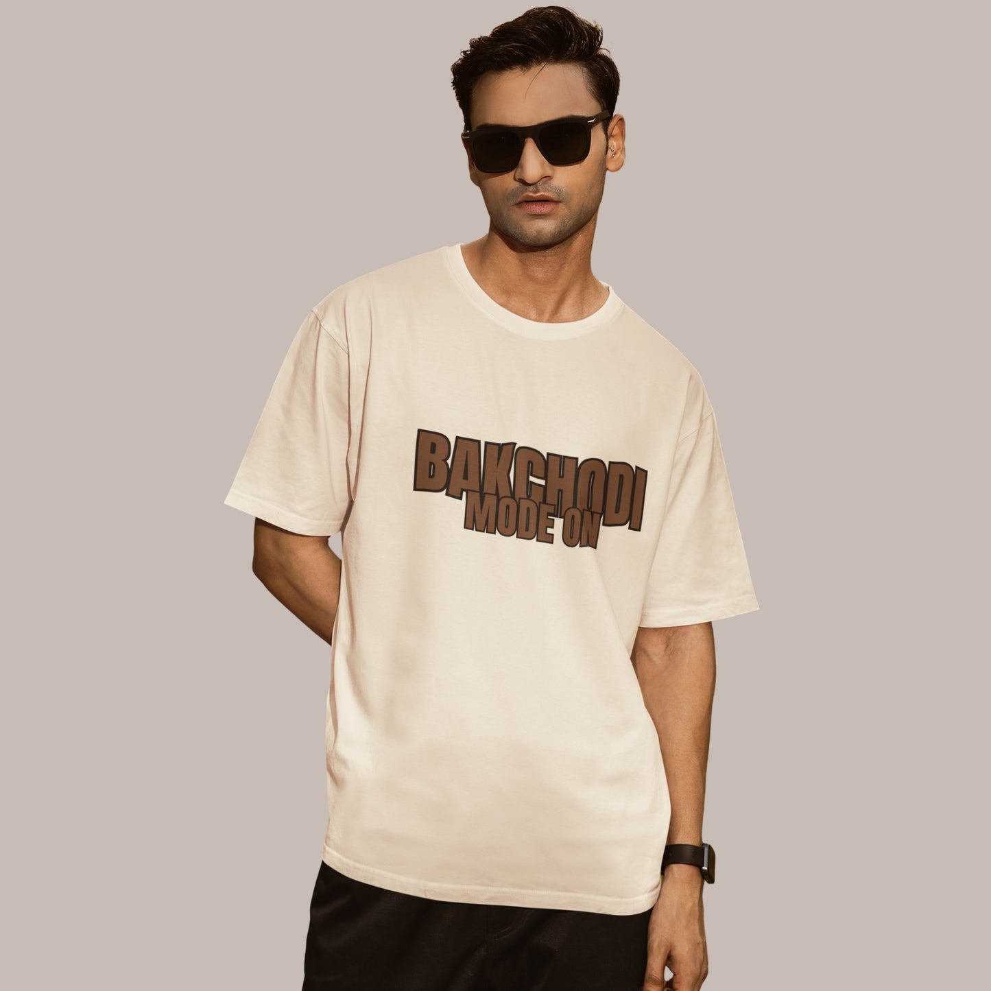 BAKCHODI MODE ON – Oversized Tee 240 GSM (OFF WHITE)
