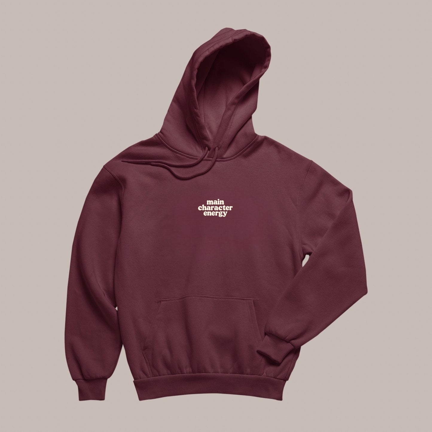 MAIN CHARACTER ENERGY — Puff Hoodie (MAROON) 400 premium GSM