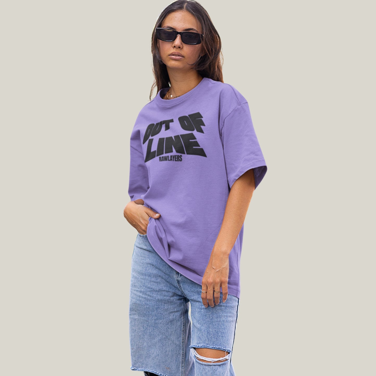 OUT OF LINE® Oversized T-Shirt-LAVENDER