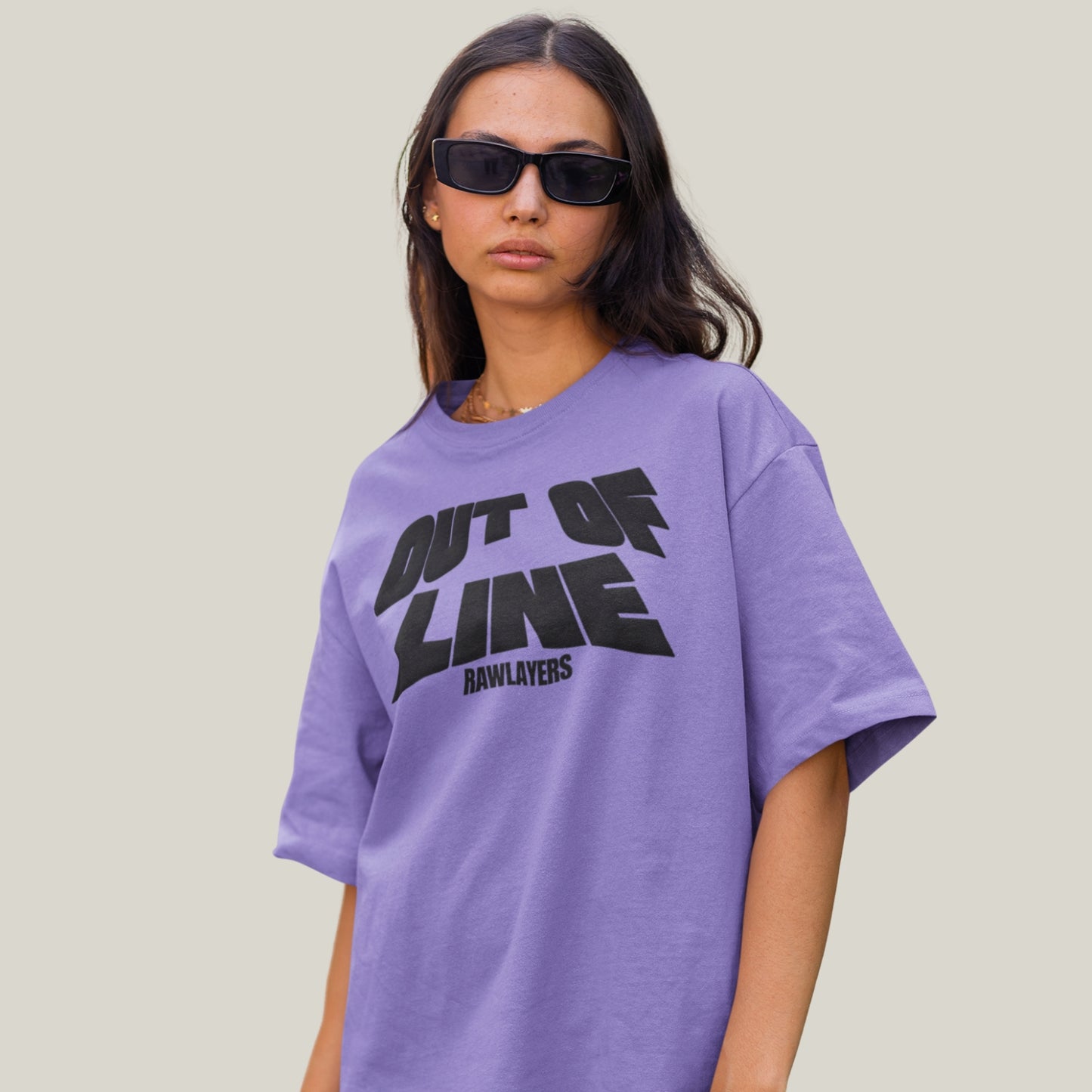 OUT OF LINE® Oversized T-Shirt-LAVENDER