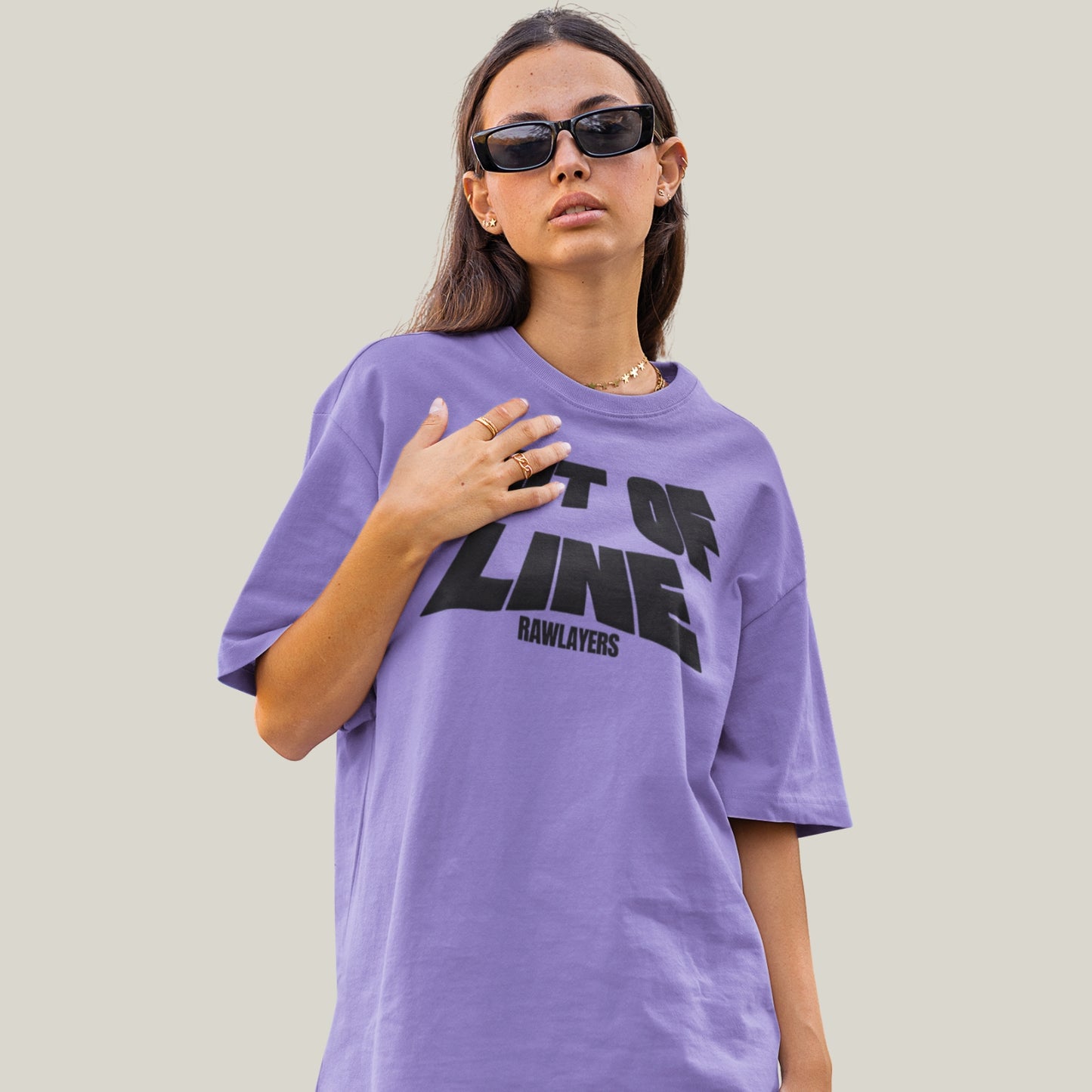 OUT OF LINE® Oversized T-Shirt-LAVENDER