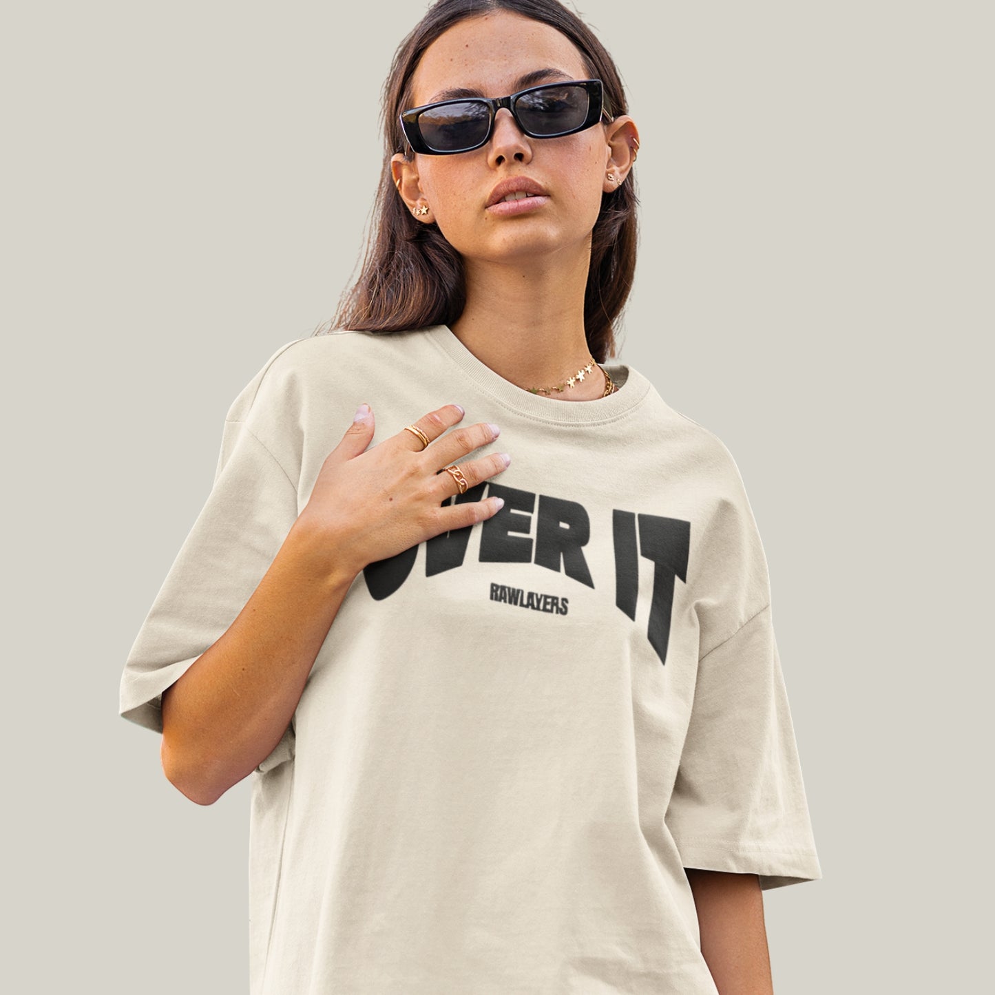 OVER IT.® Oversized T-Shirt-OFF WHITE