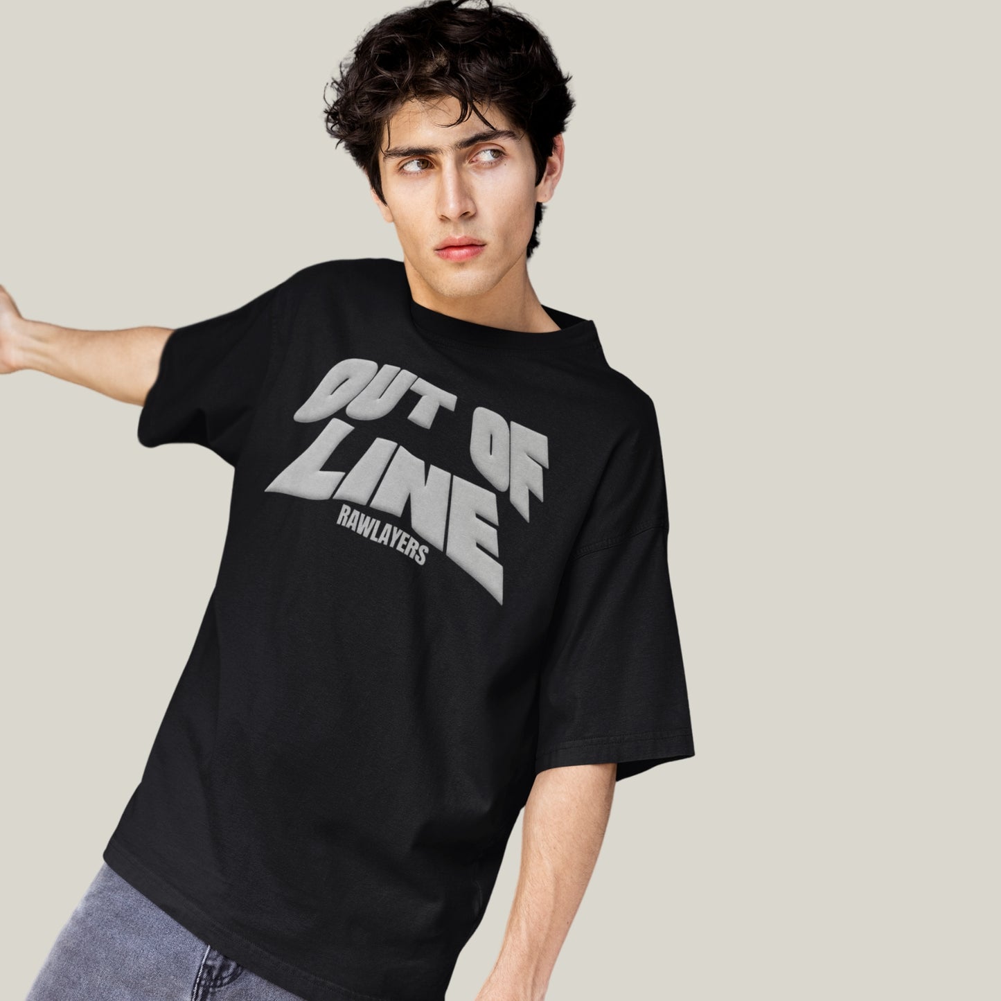 OUT OF LINE® Oversized T-Shirt-BLACK