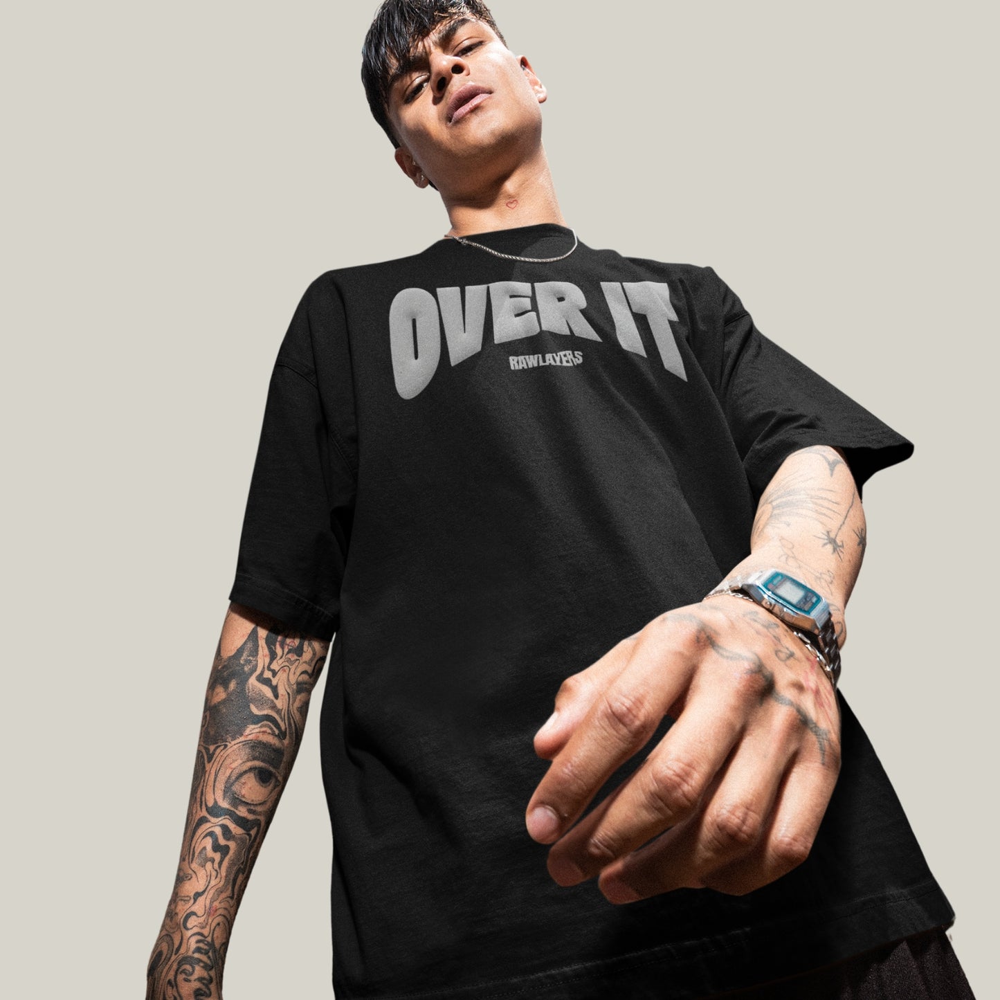 OVER IT.® Oversized T-Shirt-BLACK