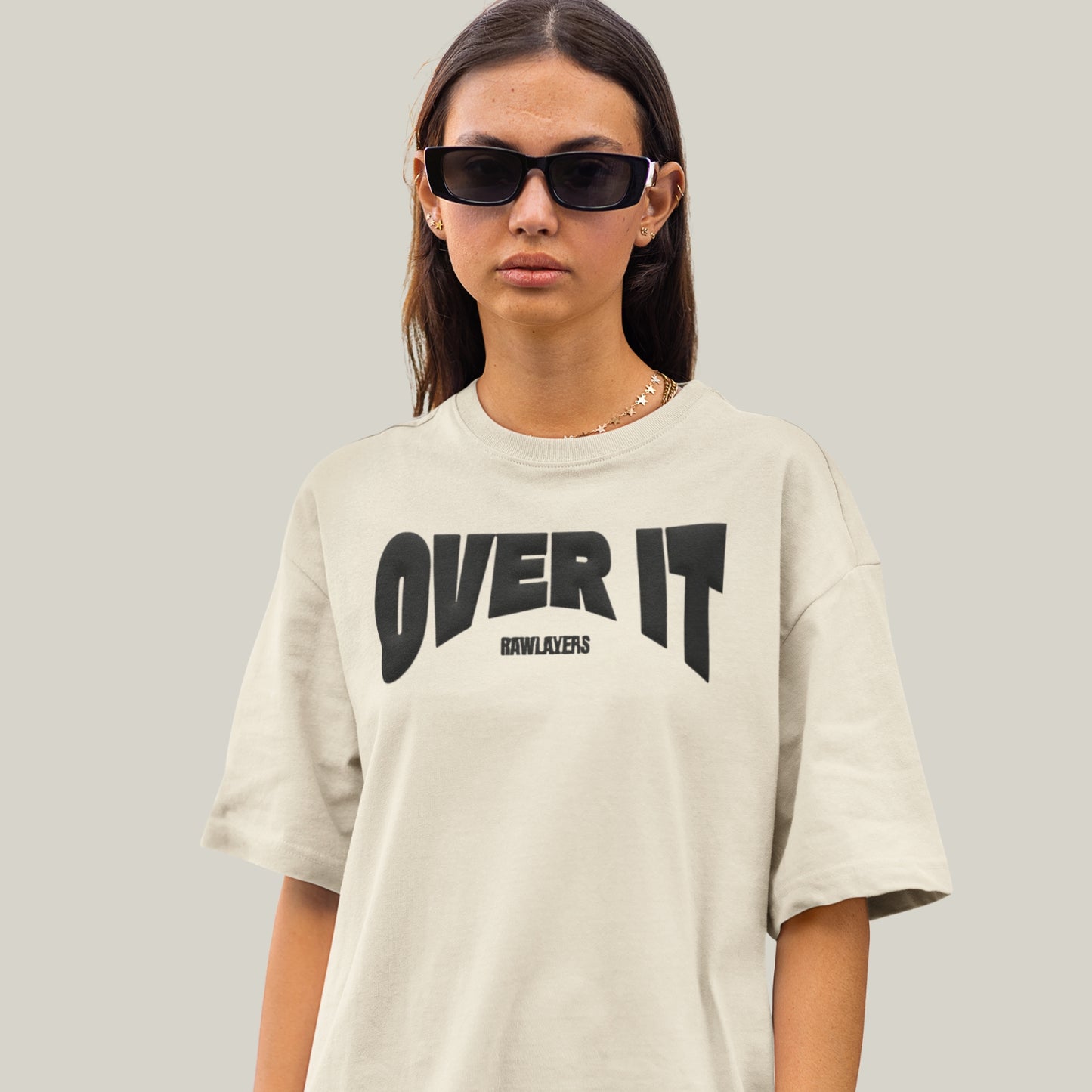 OVER IT.® Oversized T-Shirt-OFF WHITE