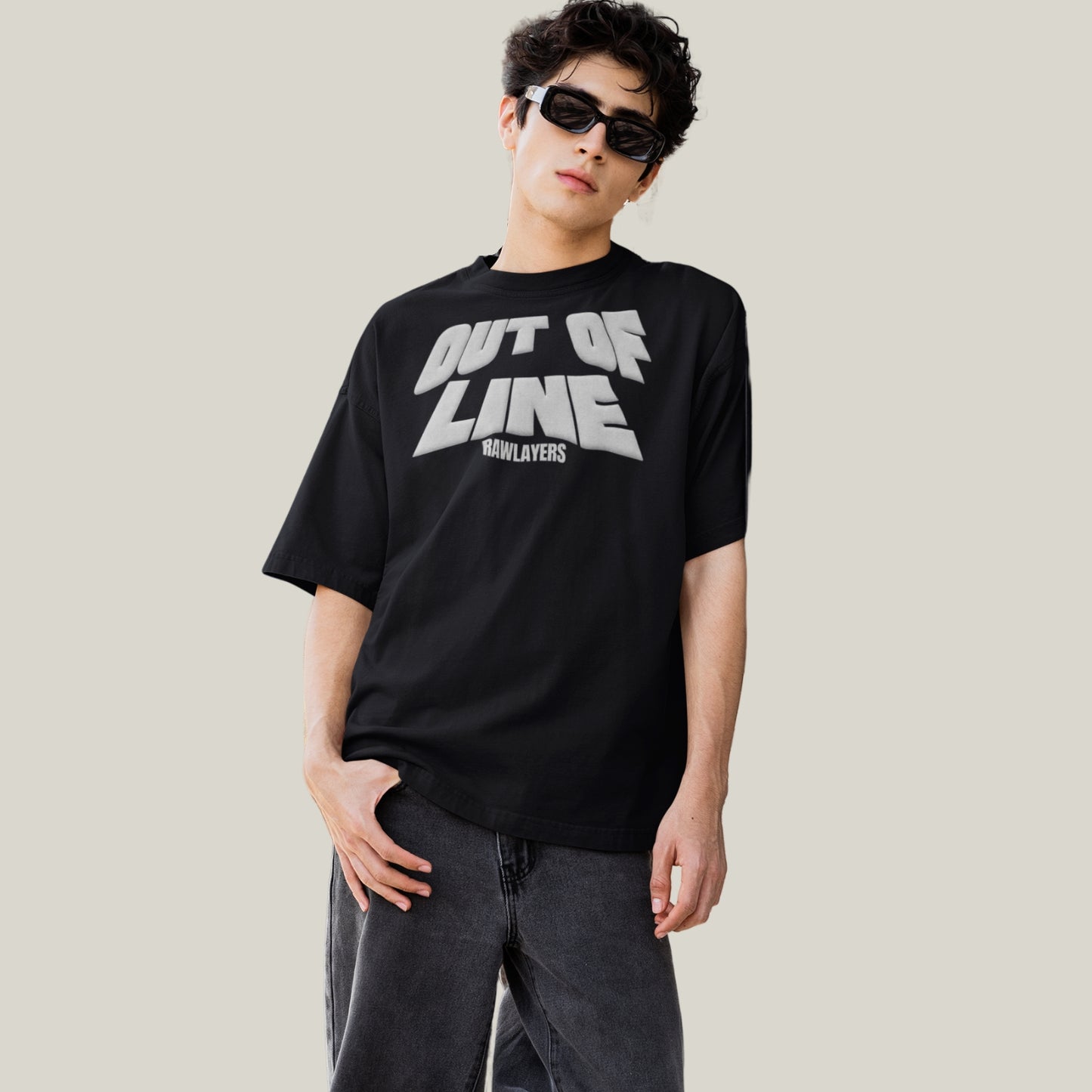 OUT OF LINE® Oversized T-Shirt-BLACK