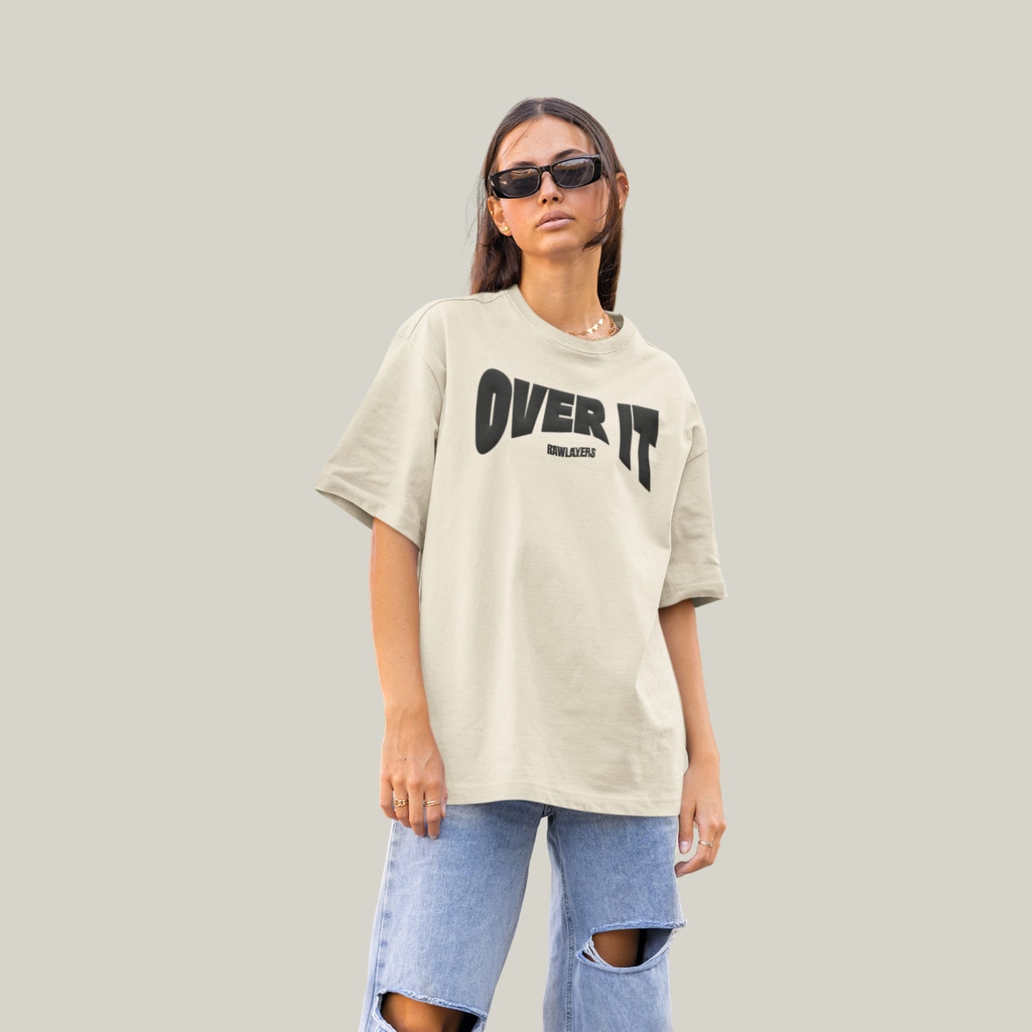 OVER IT.® Oversized T-Shirt-OFF WHITE