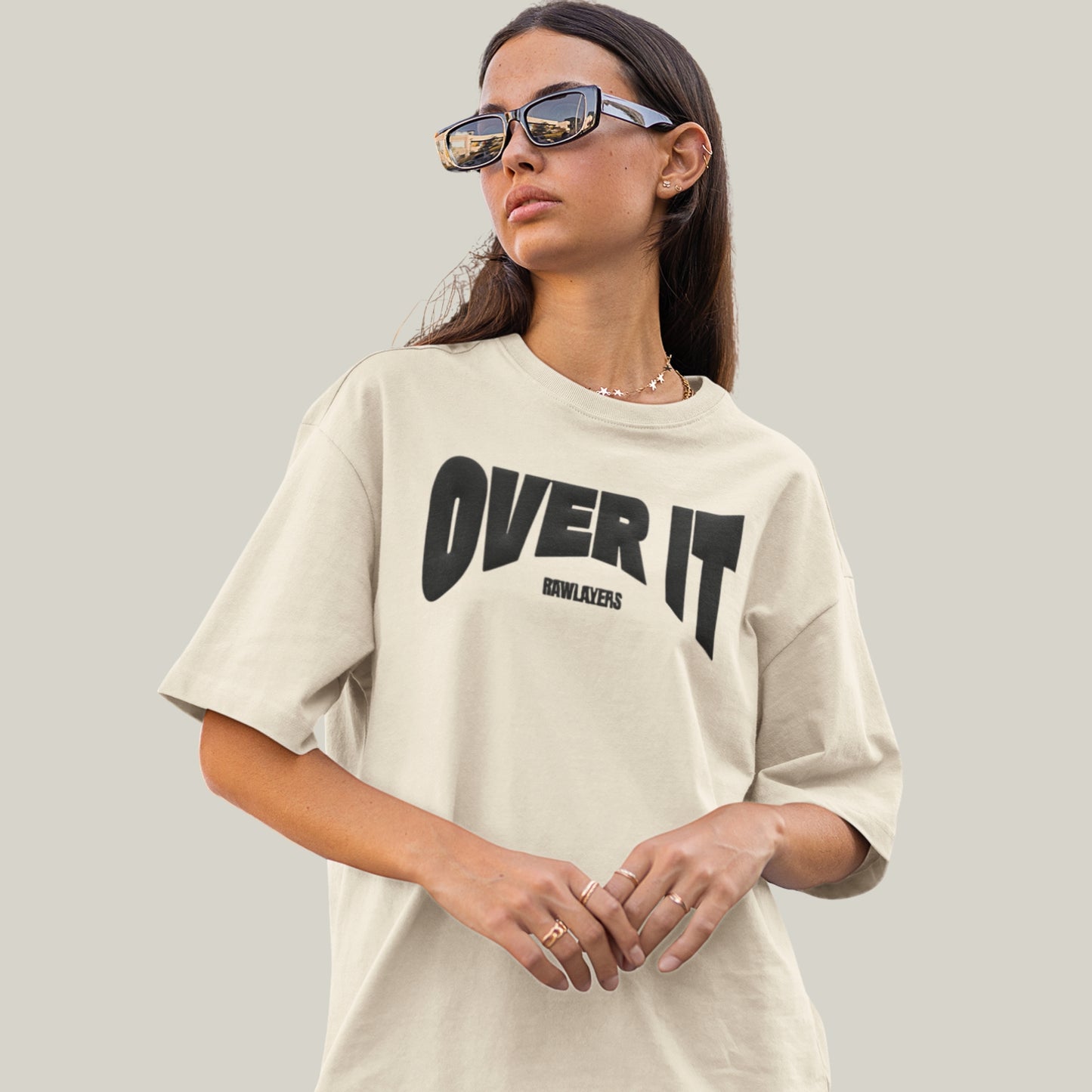 OVER IT.® Oversized T-Shirt-OFF WHITE