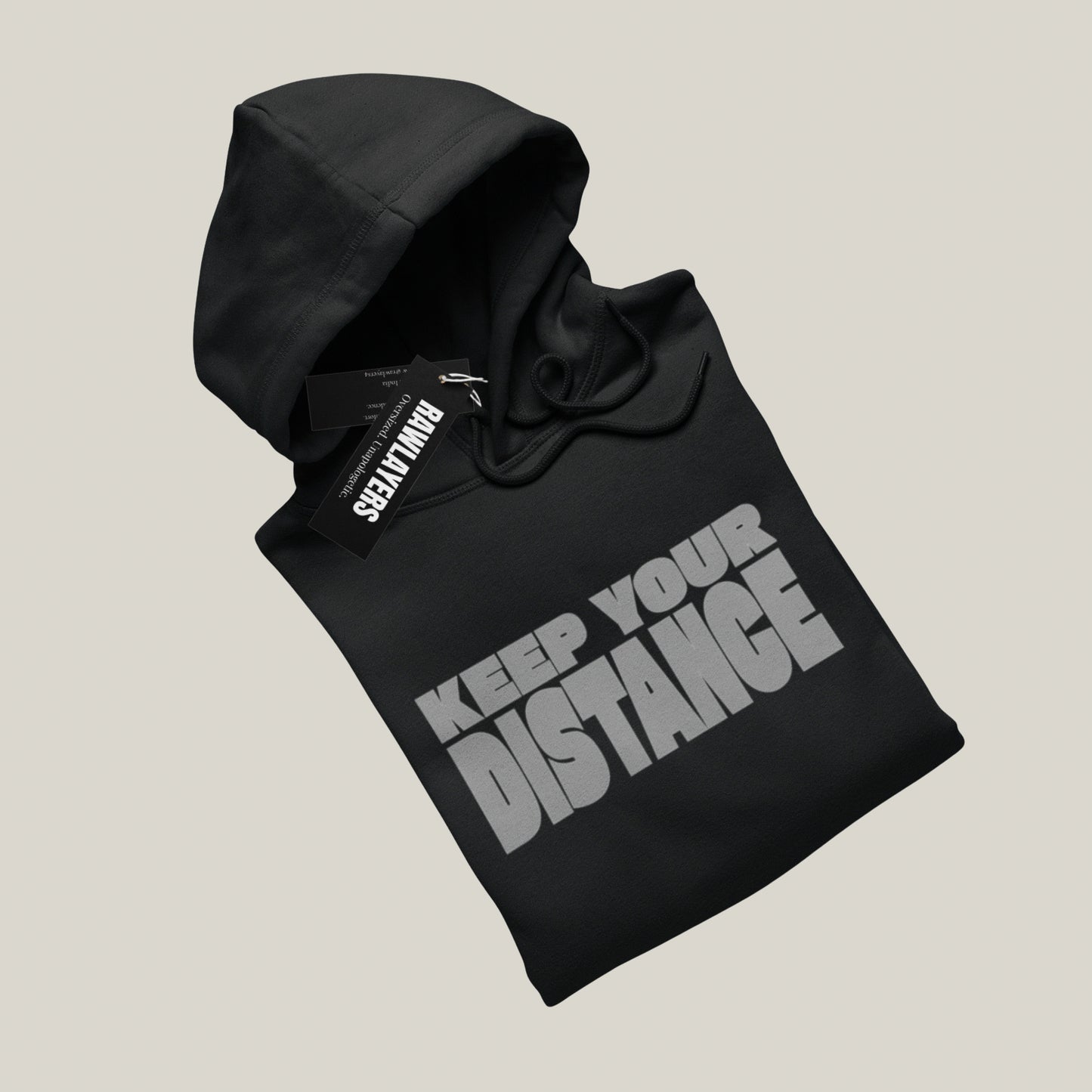 KEEP YOUR DISTANCE – Oversized 400 GSM Puff Print Hoodie-(Black)