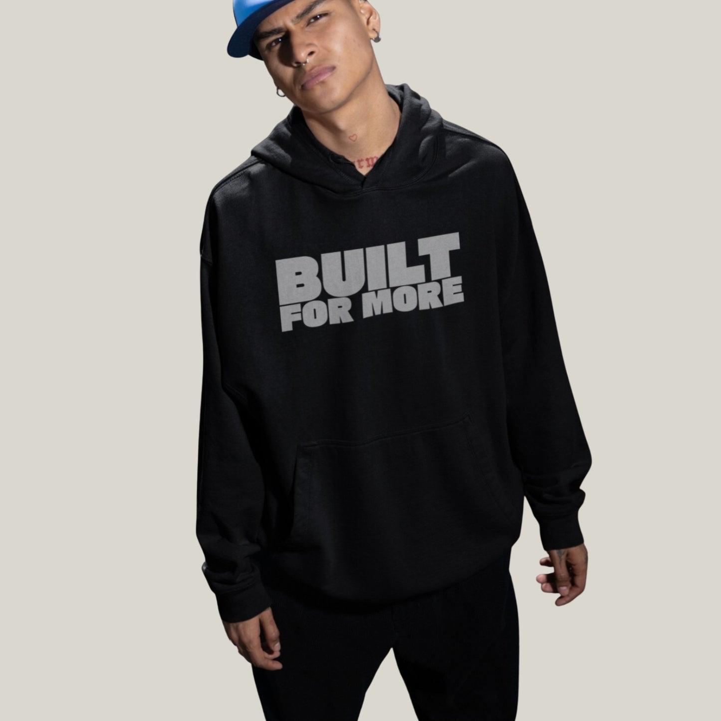 BUILT FOR MORE – Oversized 400 GSM Premium Hoodie-(Black)