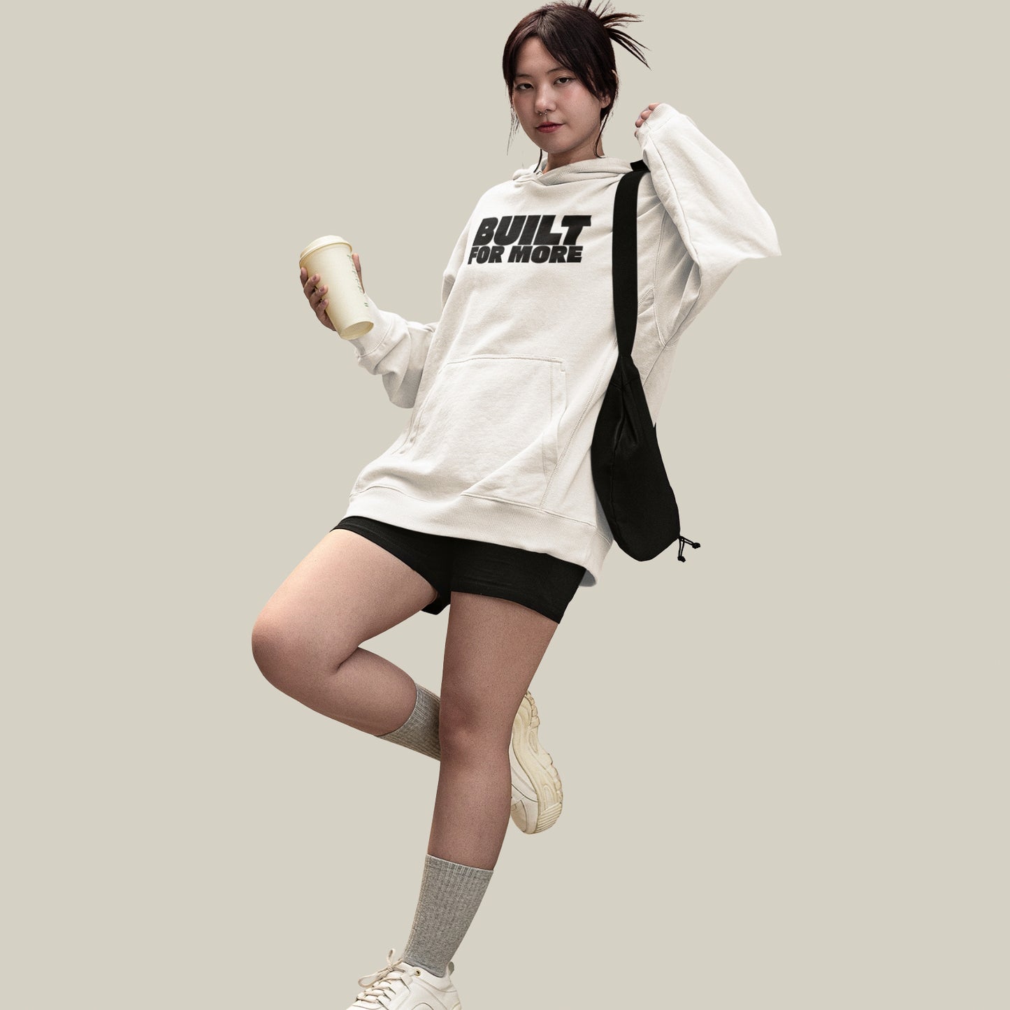 BUILT FOR MORE – Oversized 400 GSM Premium Hoodie-(White)