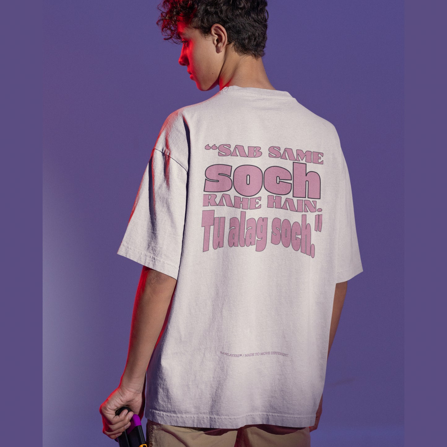 THINK DIFFERENT. WEAR RAW. – Oversized Tee
 240 GSM (OFF WHITE)