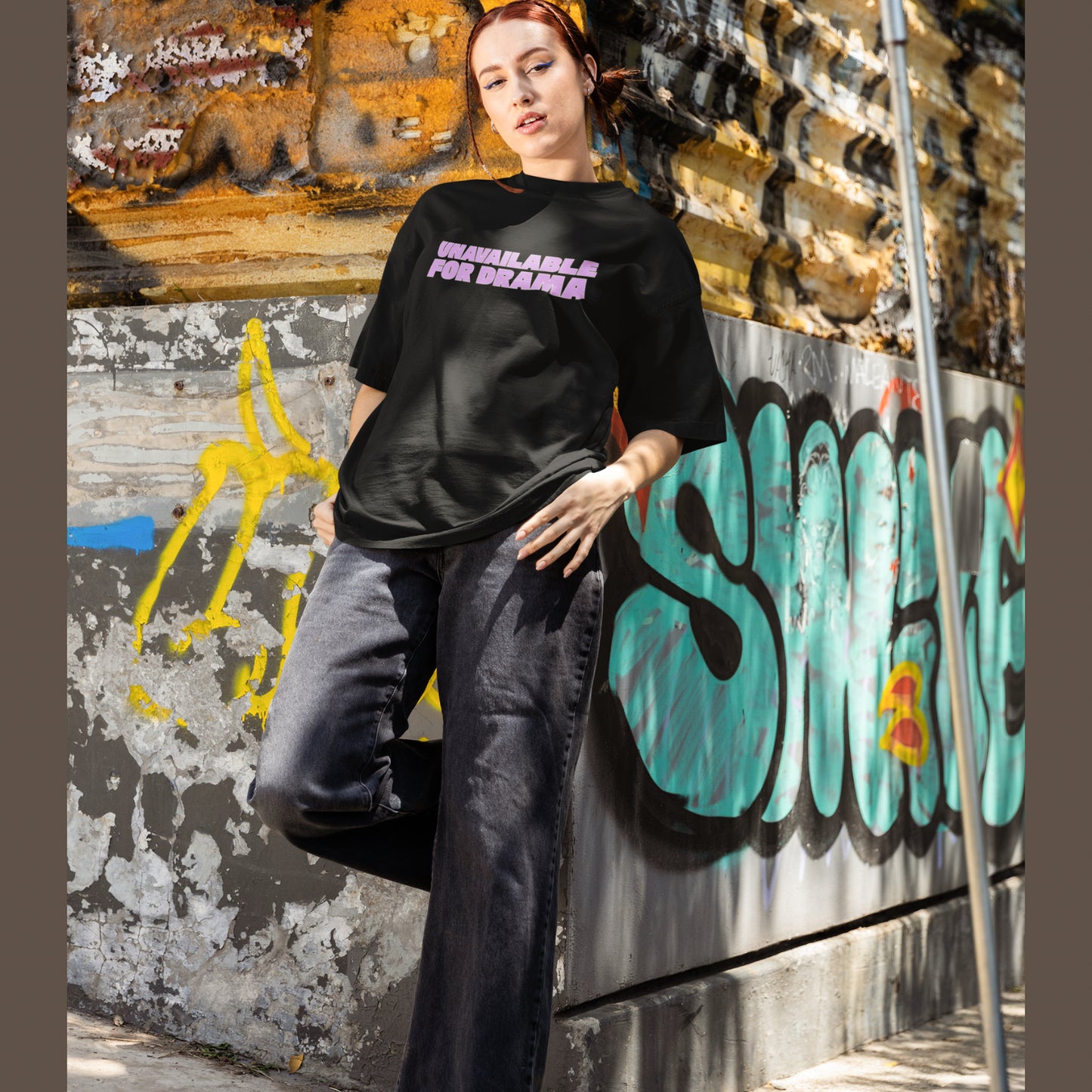 UNAVAILABLE FOR DRAMA – Oversized Tee 240 GSM (BLACK)