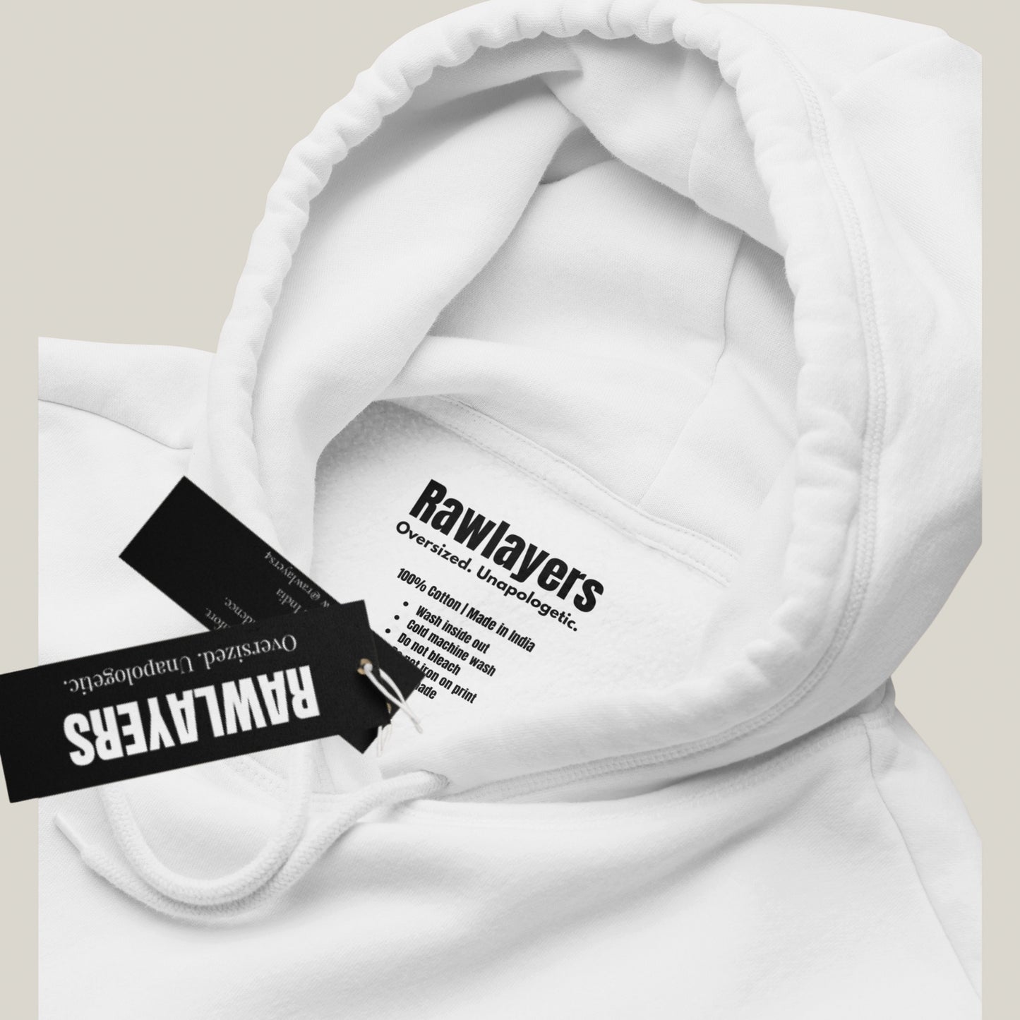 KEEP YOUR DISTANCE – Oversized 400 GSM Puff Print Hoodie-(White)