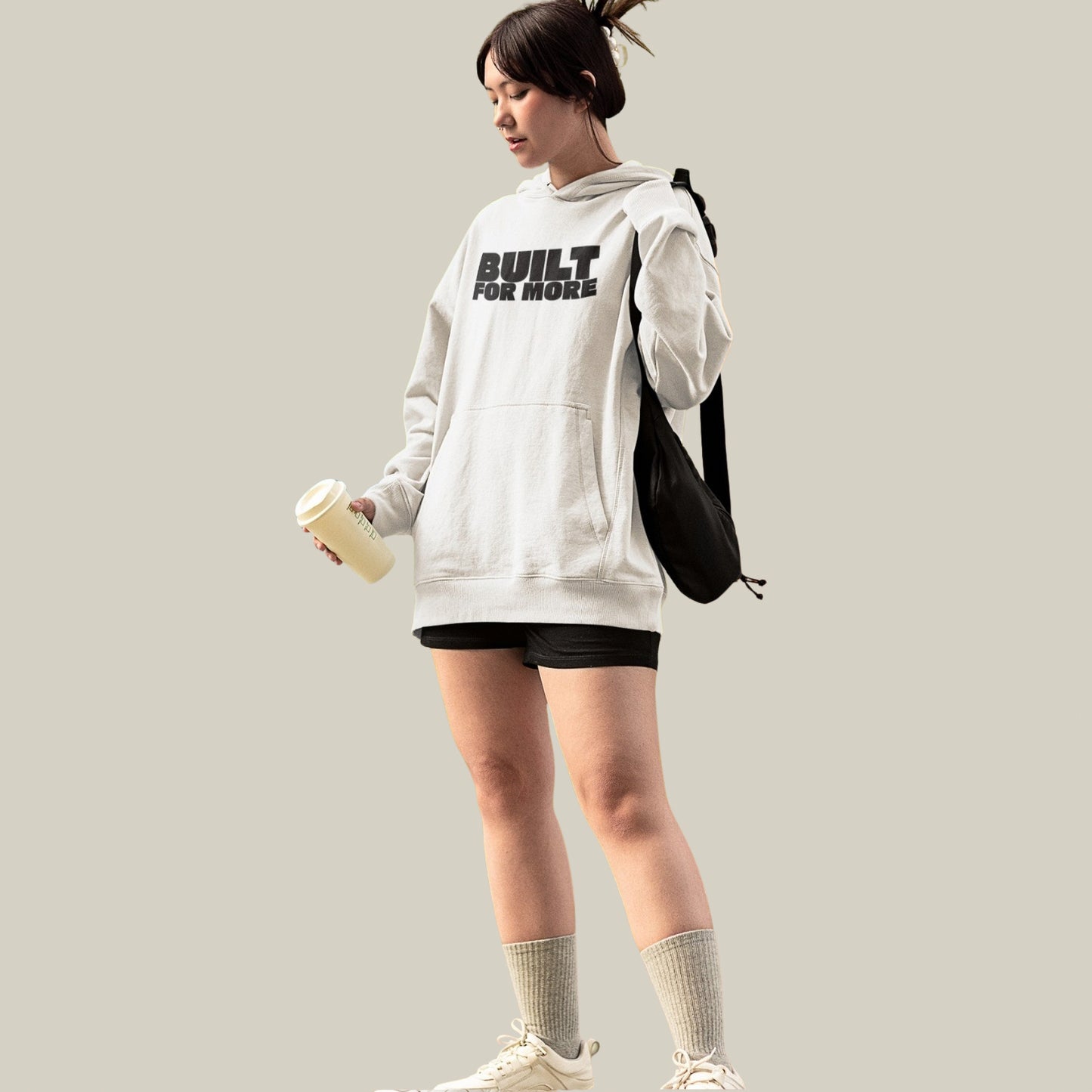 BUILT FOR MORE – Oversized 400 GSM Premium Hoodie-(White)