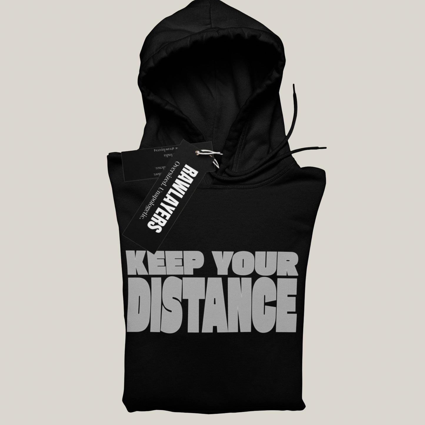KEEP YOUR DISTANCE – Oversized 400 GSM Puff Print Hoodie-(Black)