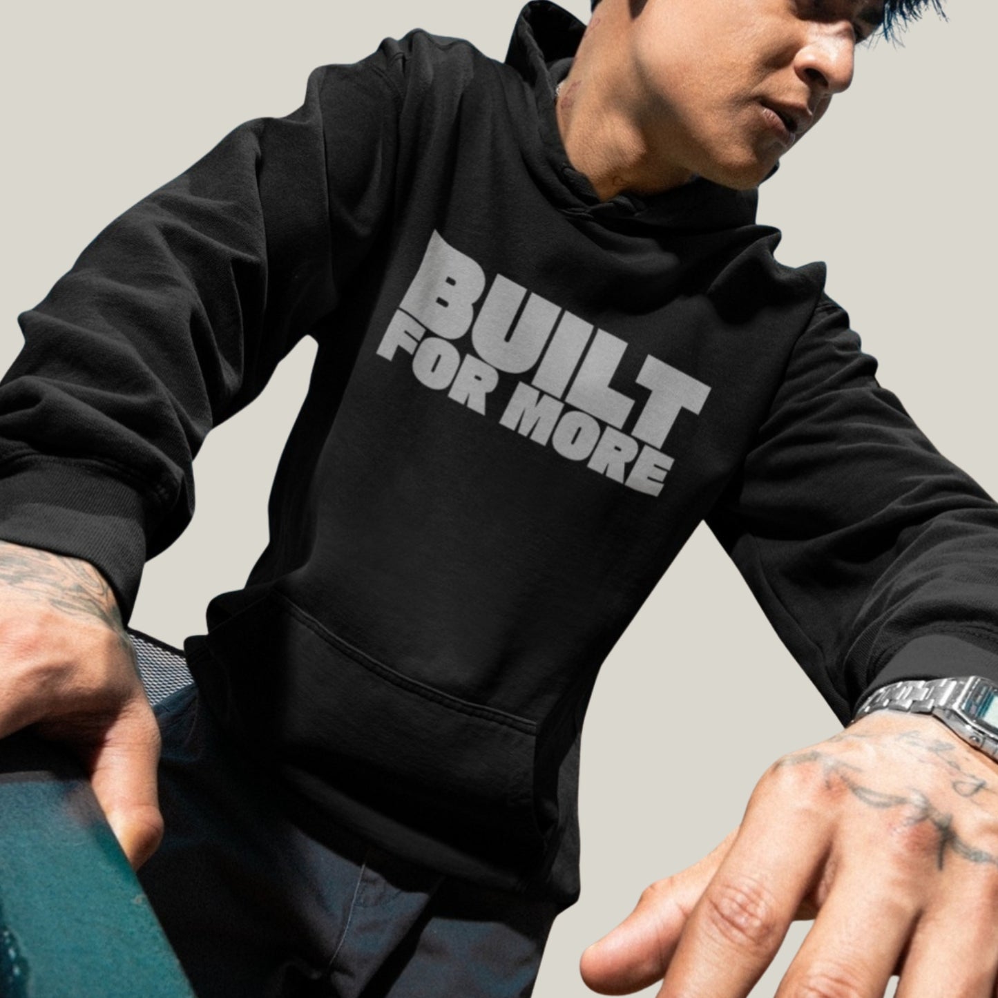 BUILT FOR MORE – Oversized 400 GSM Premium Hoodie-(Black)